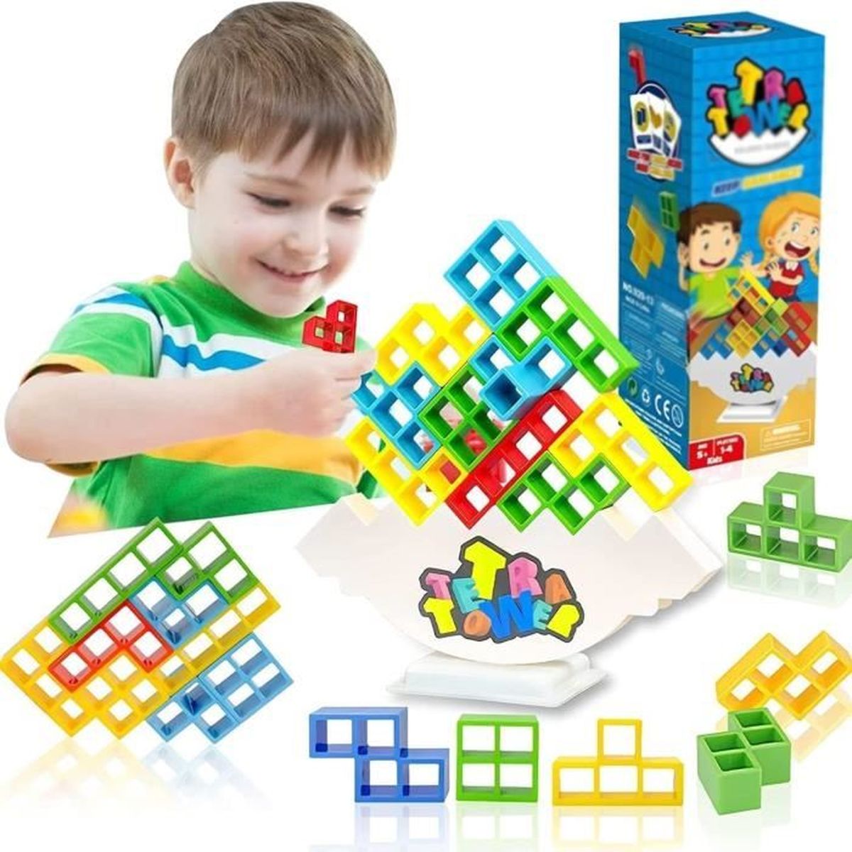 Vibbang 64Pezzi Tetra Tower, Gioco Della Torre di Stack Attack, Blocchi Costruzioni Puzzle Impilabile, Giocattolo Educativo Montessori, Giochi da Tavolo Regali Adulti e Bambini