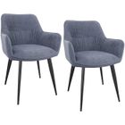 WAFTING Lot de 2 Chaises de Salle à Manger, Chaises de Cuisine, Fauteuil Rembourrée en Velours, Pieds en Métal, Gris