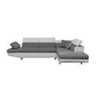 LOUNGITUDE Canapé d'angle RIO Convertible avec coffre en microfibre et simili - Angle Droit, Blanc et Gris