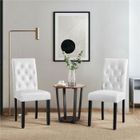 Lot de 2 Chaises de salle à manger Haut Dossier-Capitonné & Rembourré-Pieds Chêne Massif-Blanc - 45,5×60,5×98 cm - YAHEETECH