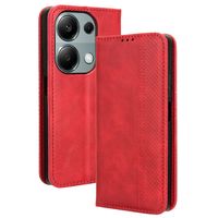 Coque Pour Xiaomi Redmi Note 13 Pro 4G/POCO M6 Pro 4G PU Etui en Cuir Portefeuille Magnétique Housse Etui de Protection - Rouge