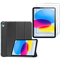 Coque Smart Noir Premium pour iPad 10ème Génération 10,9 Pouces 2022 et 2 Films verre trempé [Toproduits®]