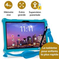 AngelTech Tablette Enfants XL PRO II- 10 Pouces - Beaucoup de Plaisir - Tablette Éducative - Apprendre en jouant - bleu - 4Go RAM 