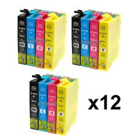 Pack de 12 cartouches compatibles Epson 18 XL pour imprimantes Epson Expression Home XP-322/323/325 - Jaune/Noir