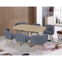 Ensemble table + 6 chaises encastrables grises - MOSAIC XL - Bois MDF - Design contemporain