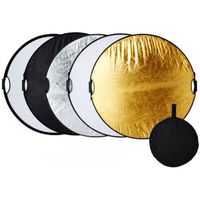 Portable 5 en 1, 60cm Translucide, Argent, Or, Blanc et Noir Démontable Multi Disc Lumière Réflecteur pour Studio ou Tout Photograph