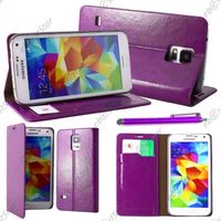 ebestStar ® Housse portefeuille pour Samsung Galaxy S5 G900F et S5 New G903F Neo + Stylet, Couleur Violet