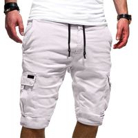 PANTACOURT Pantalons de survêtement lâches décontractés couleur pure pour hommes Blanc