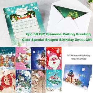 8pcs 5D À faire soi-même Diamant peinture Carte de vœux spécial en forme de Noël carte postale cadeaux UK