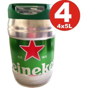 BIERE 4 x Heineken Fut de bière 5L DraughtKeg 5% vol.