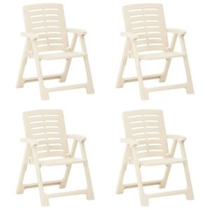 FAUTEUIL JARDIN  Fine5286Luxueux Magnifique Set de 4 Chaises de jardin Fauteuil de Jardin Ergonomique - Chaises d'extérieur Plastique Blanc