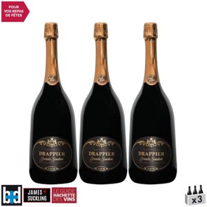 CHAMPAGNE Champagne Grande Sendrée Brut MAGNUM Blanc 2008 - Lot de 3x150cl - Champagne Drappier - 2 étoiles Guide Hachette - Cépages Pinot