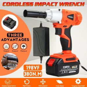 Clé à choc électrique Sans Fil Boulonneuse visseuse 520N.M 198VF 2x Batterie