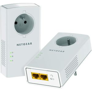 COURANT PORTEUR - CPL NETGEAR PLP2000-100FRS Pack de 2 prises CPL 2000 Mbps avec Prise filtrée et 2 Ports Ethernet, Compatibles avec tous les Anciens M