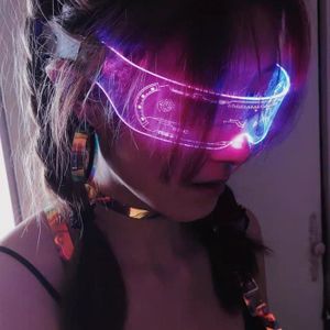 SJTJA Cyberpunk Lunettes de soleil néon LED 7 couleurs Lentilles lumineuses Cyberpunk Lunettes de soleil pour cosplay et festivals