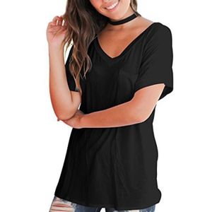 T-SHIRT T Shirt Femme mode baggy T-shirt Col V Multi-coule