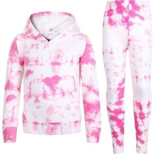 Ensemble de vêtements Enfants Tie Dye Encapuchonné Rose Haut et Legging 