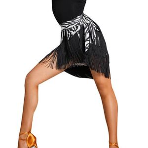 JUPE Femme Jupe Professionnelle de Danse Latine Jupe fluide à franges Pratique Jupe Courte Portefeuille Jupe Plissé BanMU