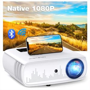 WISELAZER Vidéoprojecteur Full HD 1080P Natif WiFi Bluetooth-Home cinéma  Projecteur Supporte 4K Fonction Zoom Portable