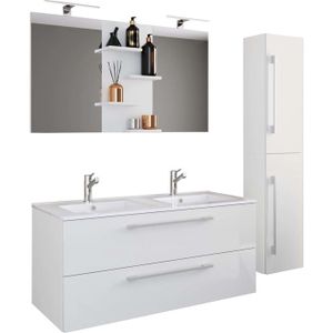 Kate 150 cm double lavabo meuble de salle de bains avec tiroirs miroirs et mélangeurs - Bagno Italia