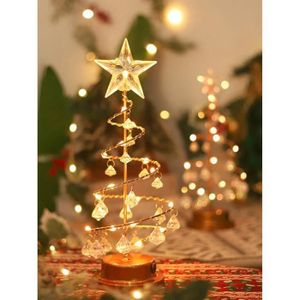 Arbre de Noël Lumineux en Métal, Lampe LED Décorative de Sapin de Noël,  Decoration Noel Table en Fer en Spirale avec Boules de[591]