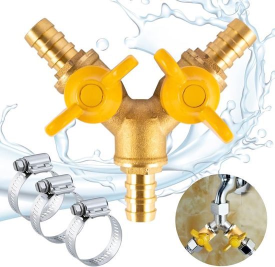 Raccord En Y 1/2 Pouce En Laiton - Connecteur 3 Voies Pour Tuyau D'arrosage - Répartiteur D'eau Pour Robinet De Jardin, Cuisine
