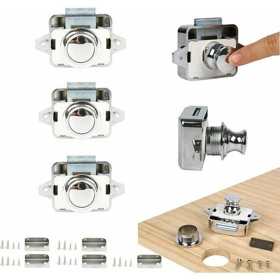 Loquet Bouton Poussoir Sans Clé Pour Meuble - Lot De 1, 2 Ou 5 Pièces | Pour Porte D'armoire, Camping-car Et Van