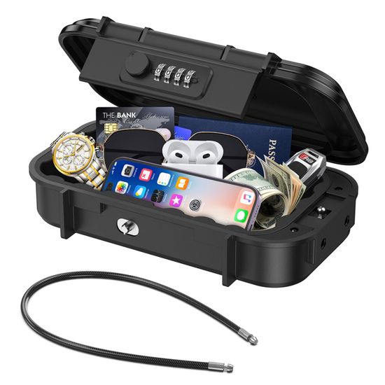 Coffre-fort Portable à Code 4 Chiffres - Boîte à Clés Extérieure Avec Câble - ABS EVA