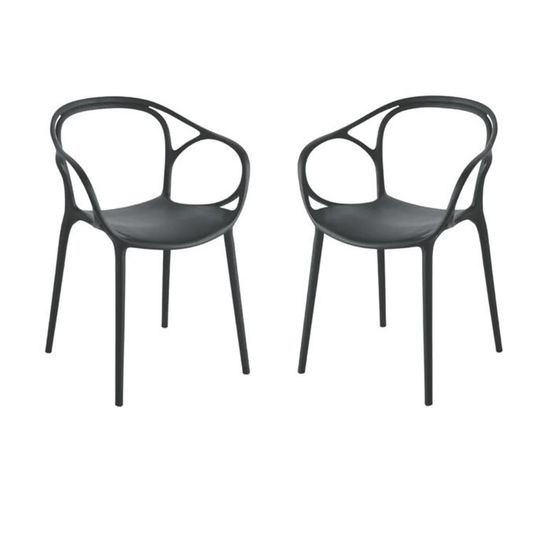 Chaise Nairobi En Polypropylène Avec Accoudoirs - Lot De 6 - Anthracite - Pour Intérieur Et Extérieur (bar, Restaurant, Jardin)