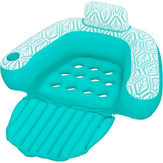 Siège Gonflable Piscine Flex N' Fold - 132x113x42cm, 100kg, Porte-gobelet, Turquoise - 4