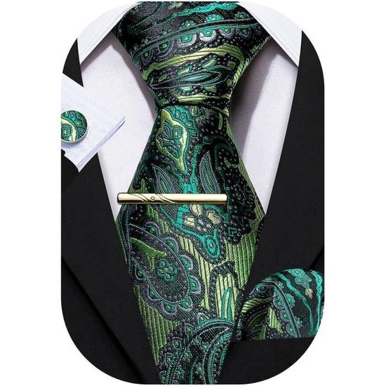 Barry.Wang Cravates En Soie Pour Homme Avec Mouchoir Et Boutons De