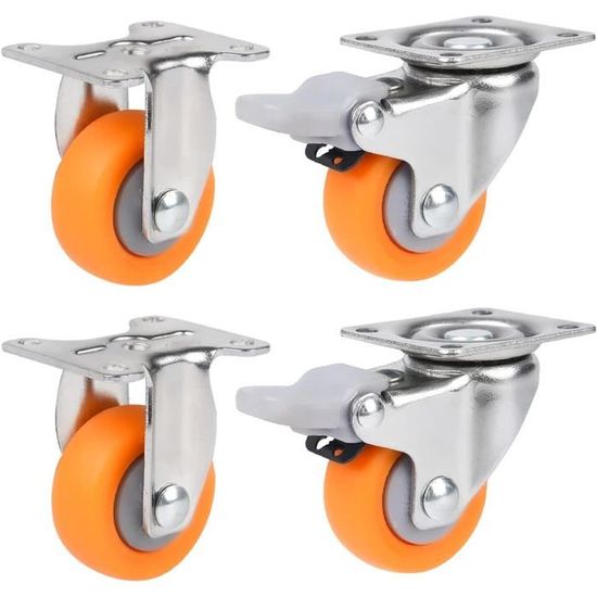 Lot De 5 Roulettes Directionnelles Blanches 30 Mm (1,25") Pour Meubles - Hauteur Totale 40 Mm