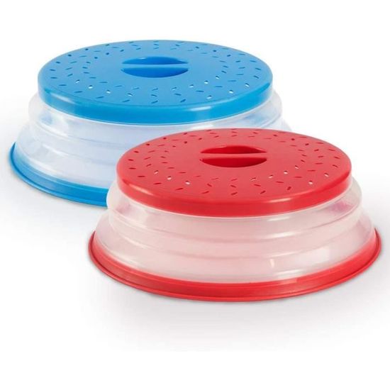 Cloches Micro-ondes Pliables Sans BPA - Lot De 2 (gris Et Bleu), 26 Cm - Avec Trous Vapeur, Lavables Au Lave-vaisselle - 11