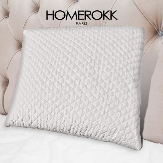 Lot De 2 Oreillers 60x60 Cm - Garnissage Polyester 400g, Enveloppe 100% Polyester - Fabrication Française - 1