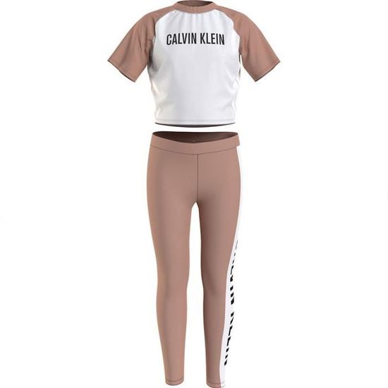 Calvin klein Knit PJ Set SS Legging Ensemble de Pijama Pinkmocha W Pvhwhite 8 10 ans Fille Pinkmocha white pvh whitehite Cdiscount Pret a Porter