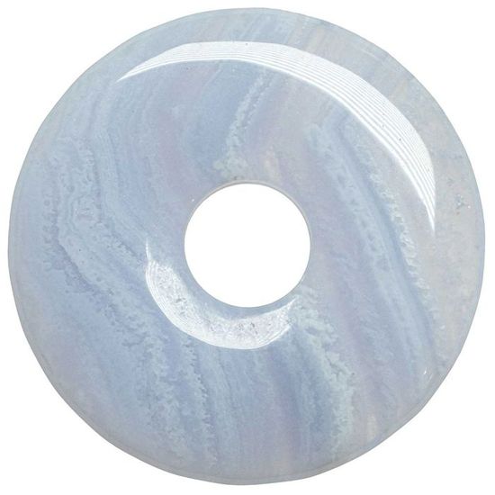 Pendentif Quartz Bleu – PI Chinois Ou Donut 40mm – Collier Chakra Fait Main