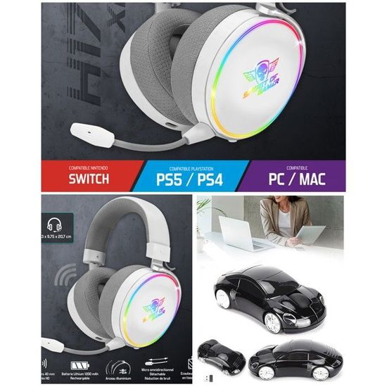 Casque Gamer Sans Fil KLIM Panther Bluetooth Pour PS4 PS5 Switch PC Casque Gaming Ps5