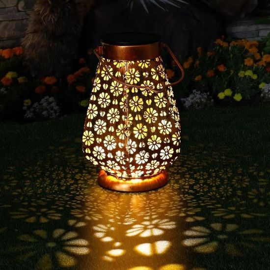 Lanterne Solaire Extérieur Suspendue – 2 Pièces, Forme Citrouille, IP65, Métal, Pour Jardin, Terrasse
