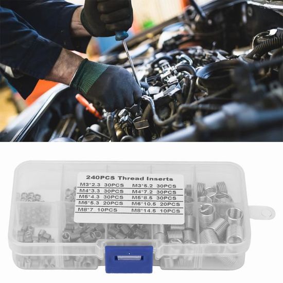 Kit Réparation Filetage 131 Pièces FOURROBBER - Inserts Hélicoïdaux M5 M6 M8 M10 M12 - Pour Moteur Et Auto