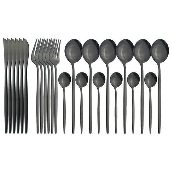 Ensemble de vaisselle 24 pièces 6 Personnes - Noir-Or