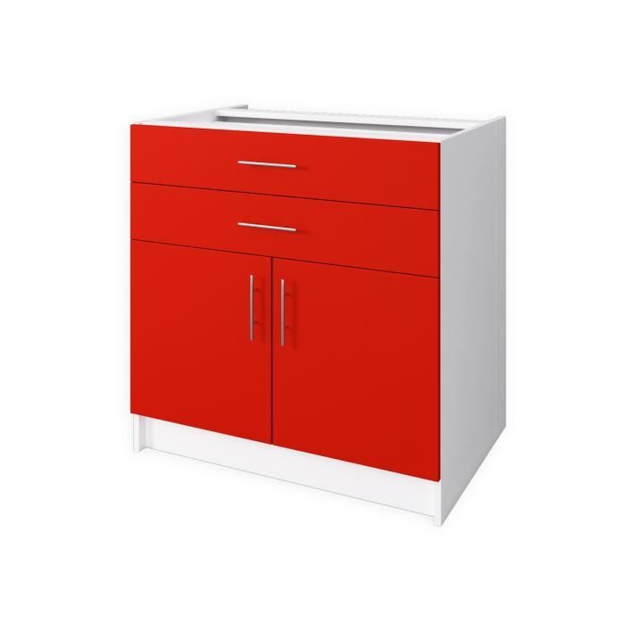 Obi Meuble Bas De Cuisine L 80 Cm Rouge Mat Achat Vente Elements Bas Obi Meuble Bas 80 Cm Rouge Cdiscount