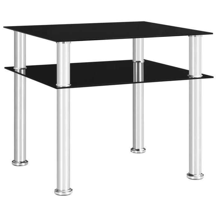 LANG Table d'appoint Noir 45x50x45 cm Verre trempé