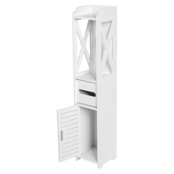 80*15.5*15.5CM Armoire Étagère de Rangement en Bois Pour Salle de Bains Meuble de Toilette Grille de Stockage HB039 -GRO