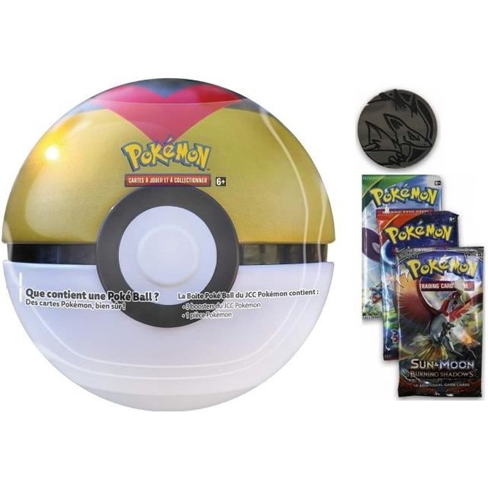 Level Ball Tin Noir Or Rouge et blanche - 3 Boosters Et Une Piece - Carte Francaise A Collectionner Pokemon - Levelball - Pokeball