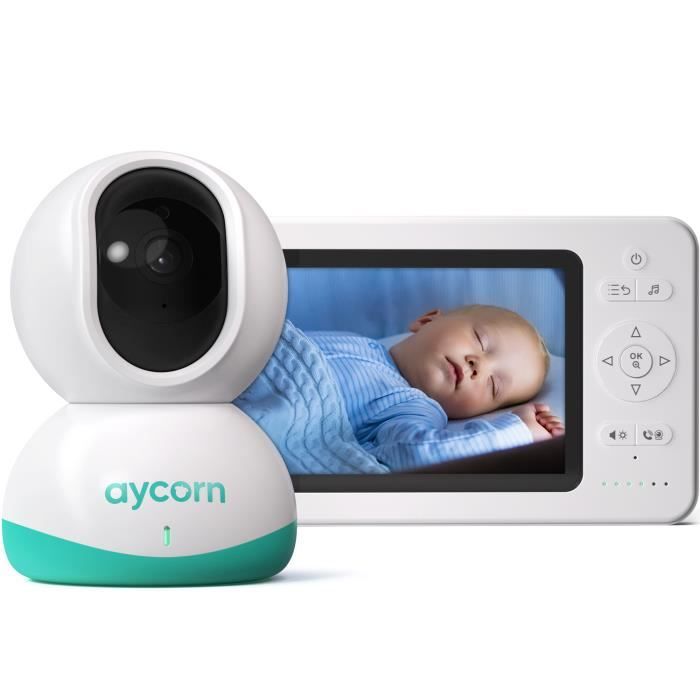 Aycorn Babyphone Moniteur vidéo pour bébé avec caméra et écran LCD extra large, Vision nocturne, Surveillance de la Température