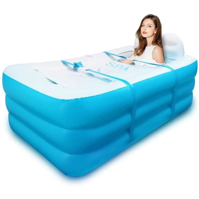 Baignoire gonflable - Spa pour adulte, enfant - Le plancher épais de la baignoire retient de chaleur - Piscine gonflable, bleu