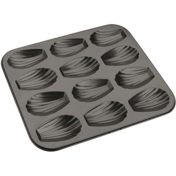 PLAQUE DE 12 MADELEINES - ACIER ANTI-ADHERENT - DIMENSIONS 25 X 21 CM - PASSE AU LAVE-VAISSELLE