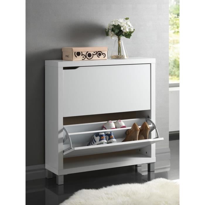 moderne placard à chaussures -kubox- en blanc et noir avec 2 portes du 38 mm bois creux et 15 mm à l'intérieur. Pieds du plastiq...