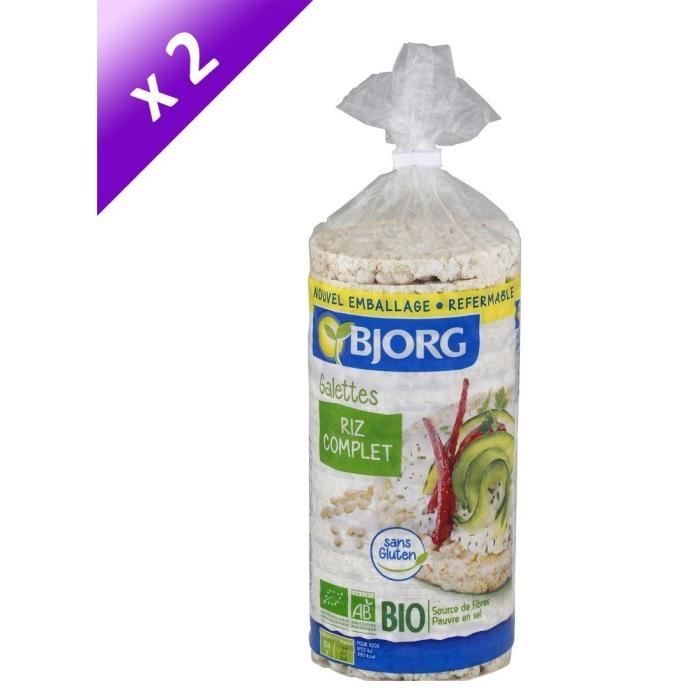BJORG Lot de 2 Galettes de riz complet - 2 x 130 g