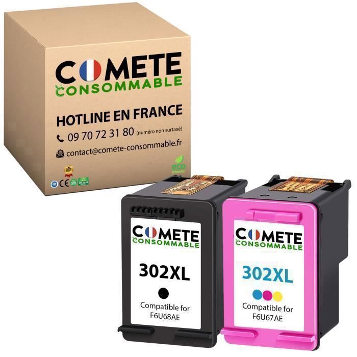 302 XL Pack de 2 Cartouches Compatibles pour HP 302 XL 302XL pour imprimante HP Deskjet Envy ou Officejet